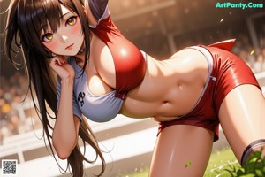A woman in a bikini standing next to a fence.