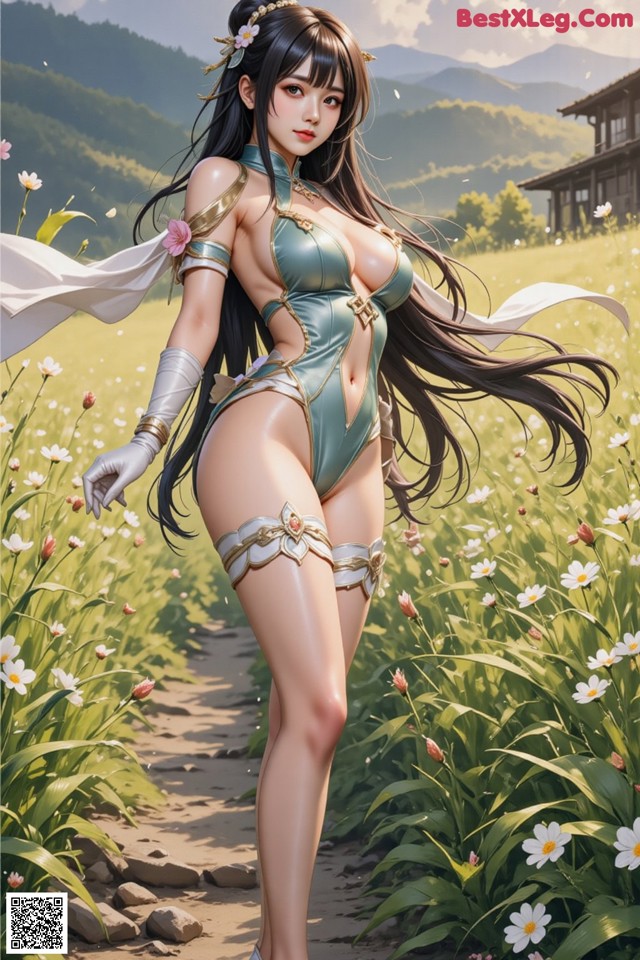 Hentai - The Frozen Elegance That Melts Starlight Set.2 20250106 Part 11 No.4206a5 A woman in a bikini standing in a field of flowers.
