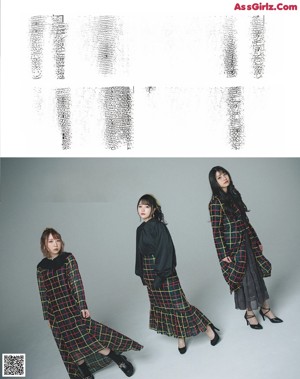 A group of young women in plaid skirts posing for a magazine.