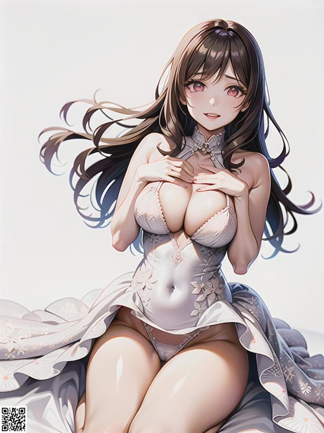 Hentai - 华彩繁花 Set 1 20230602 Part 19 No.2b5a6c A woman in a white lingerie sitting on a bed.