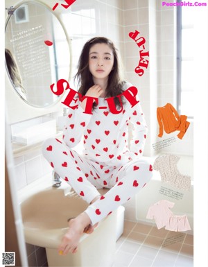 A magazine with a bunch of pictures of a girl in a room.
