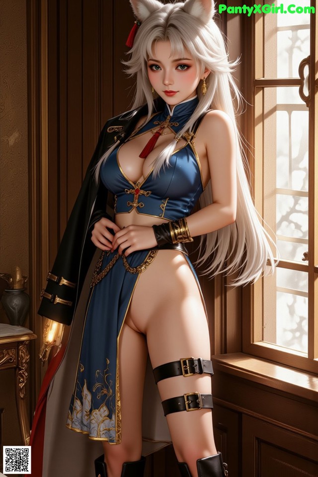 Hentai - Exotic Allure of the Untamed Lands Set.2 20250125 Part 3 No.5ffbd4 A woman in a blue and black outfit with a cat ears.