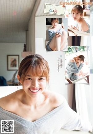 A woman laying on a bed wearing a white bra.