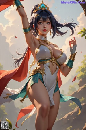 A woman in a bikini with a crown on her head.